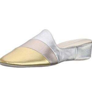 Daniel Green Denise Scuff Slipper Metallic Gold Silver Wedge SlipOn Women 8M-NEW